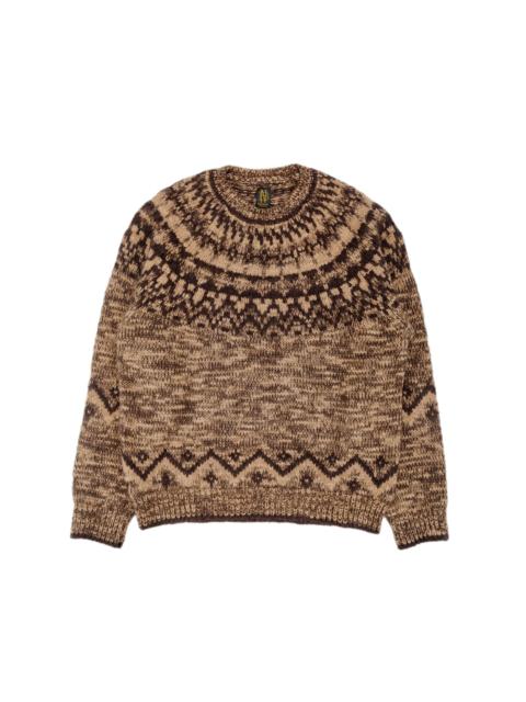 BATONER Mohair Nordic Crew Neck Brown