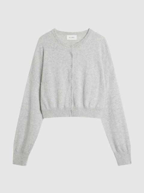 ST. AGNI Cashmere Relaxed Cropped Cardigan - Grey Marle