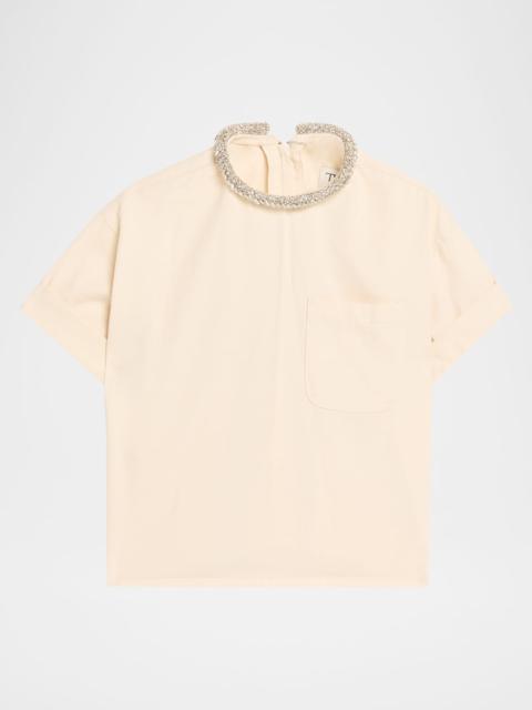 TWP Ex T Crop Top with Crystal Collar