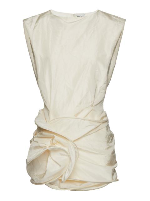 Silk Wrap Mini Dress ivory