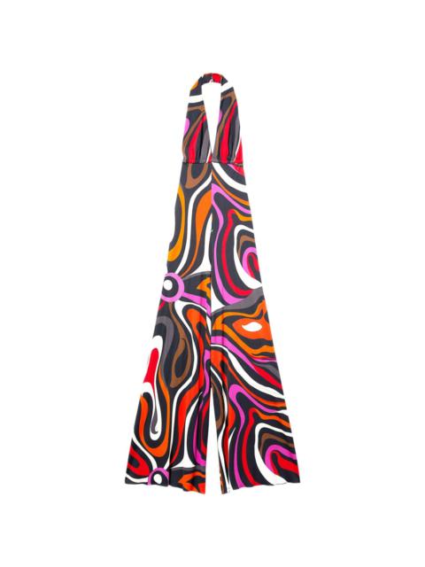 Marmo-print halterneck jumpsuit