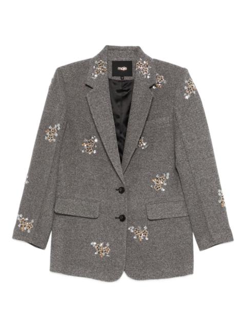 maje floral-embroidered blazer