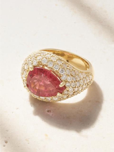 JACQUIE AICHE 14-karat Gold, Diamond And Tourmaline Ring