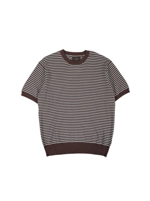 BEAMS PLUS Knit Tee Dot Pattern Jacquard Brown
