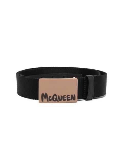 Alexander McQueen logo-print buckle belt