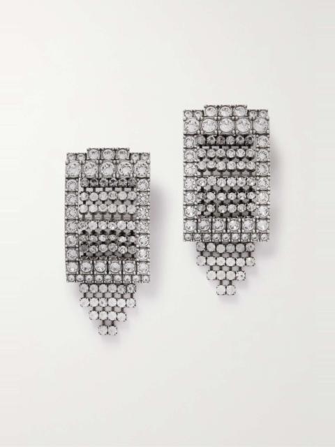 BALENCIAGA Club crystal-embellished silver-tone earrings