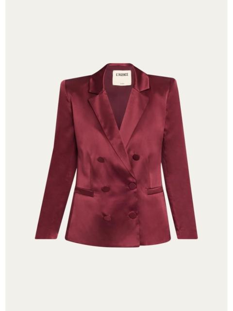 L'AGENCE Sena Silk Double-Breasted Blazer