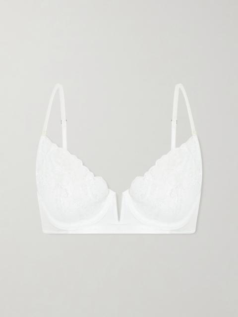 KIKI DE MONTPARNASSE Fleur Veloutes Embroidered Mesh Bra