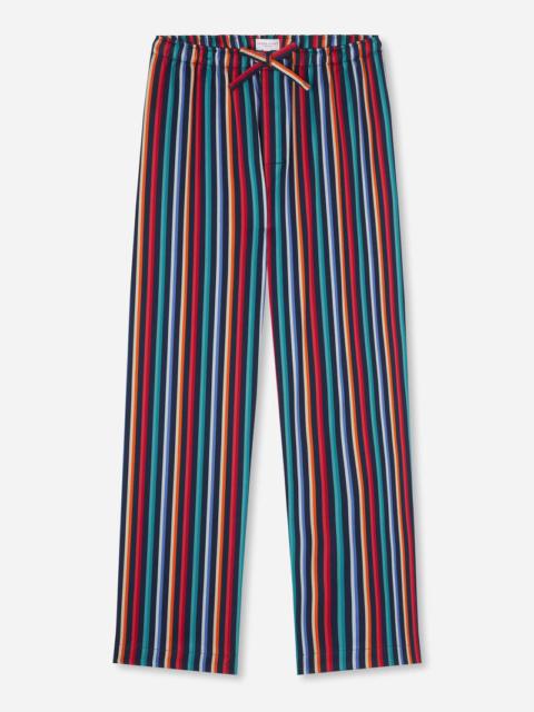 Derek Rose Men's Lounge Trousers Wellington 54 Cotton Satin Multi