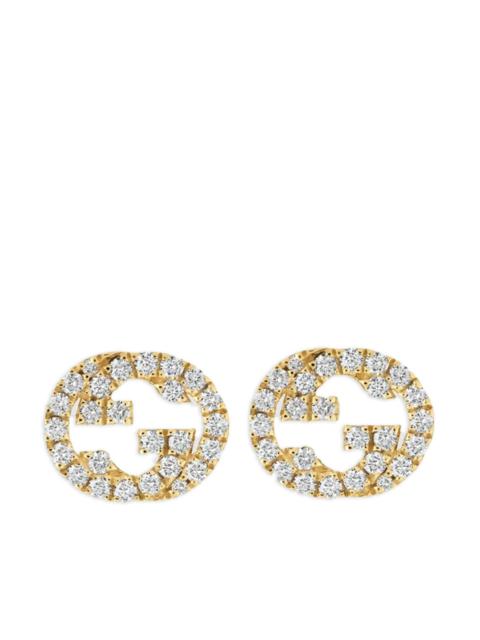 GUCCI 18K Yellow Gold Interlocking G Diamond Earrings