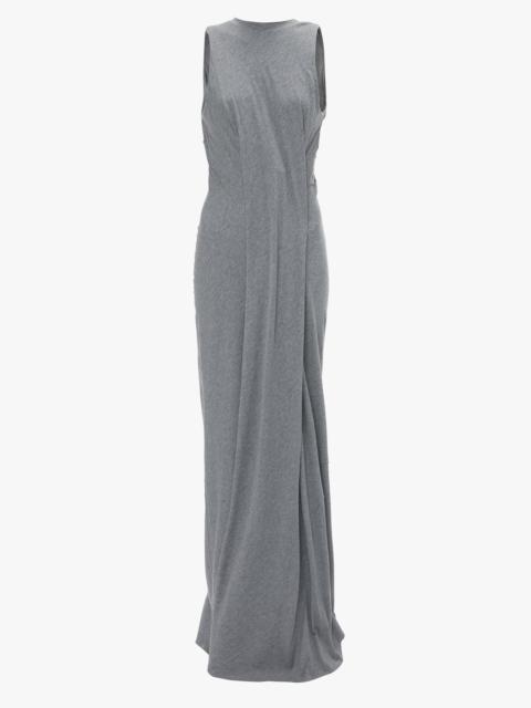 Victoria Beckham Frame Detailed Maxi Dress In Titanium
