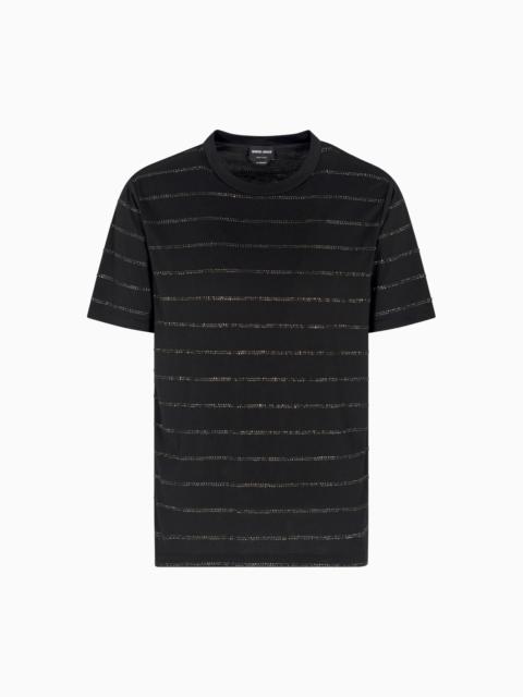 GIORGIO ARMANI PIMA-COTTON AND RHINESTONE CREW-NECK T-SHIRT