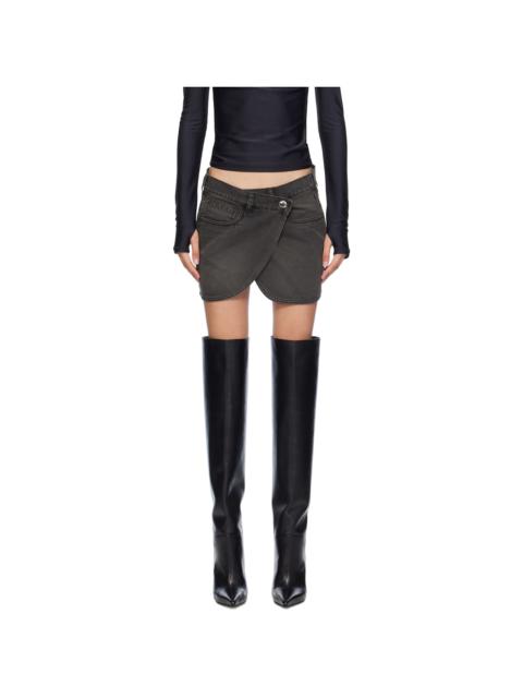 COPERNI Gray Wrap Denim Miniskirt