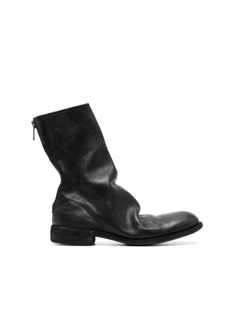 zip-up leather boots