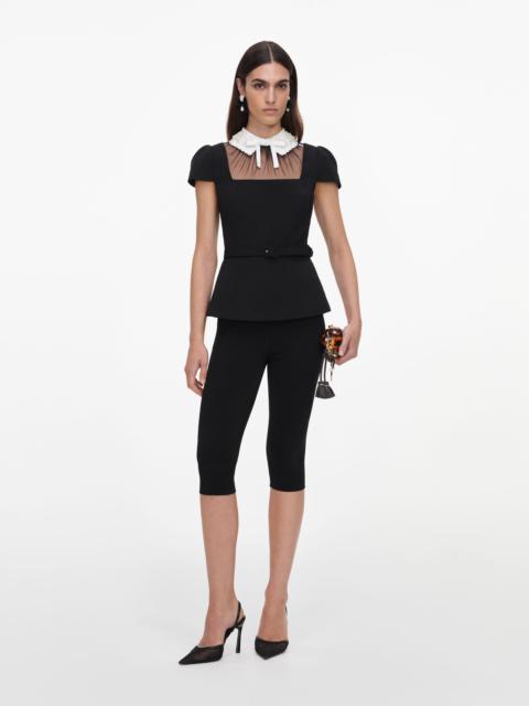 self-portrait Black Crepe Bow Collar Top