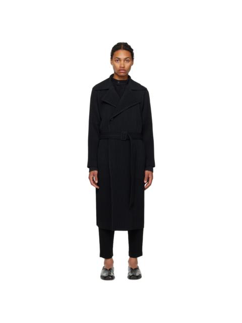 ISSEY MIYAKE Black Wool Like Light Trench Coat