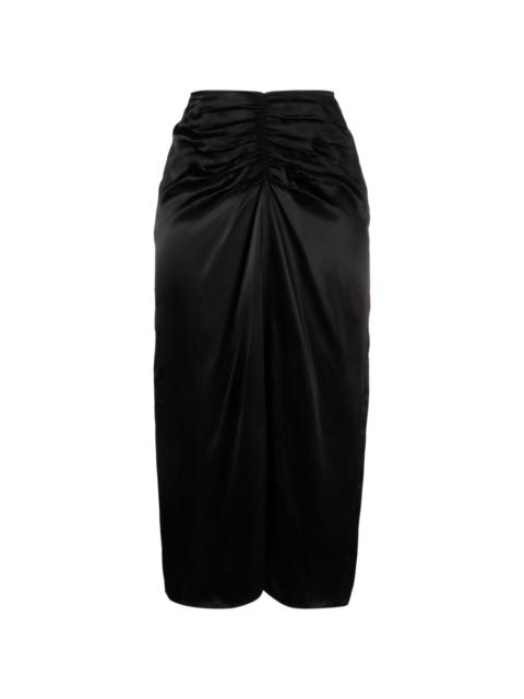 gathered-waist midi skirt