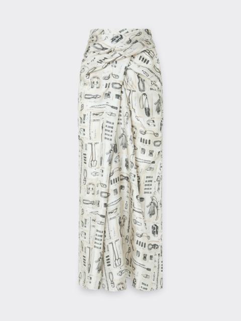 Ferrari Silk Twill Skirt with Officina Print