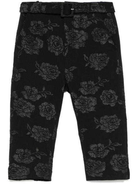 ROTATE floral-jacquard capri trousers