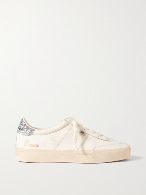 Golden Goose Soul-star Distressed Glittered Leather Sneakers