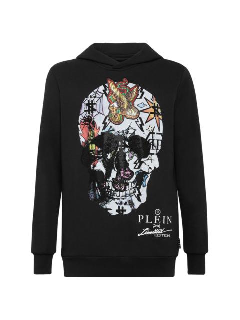 skull-print crystal-embellished hoodie