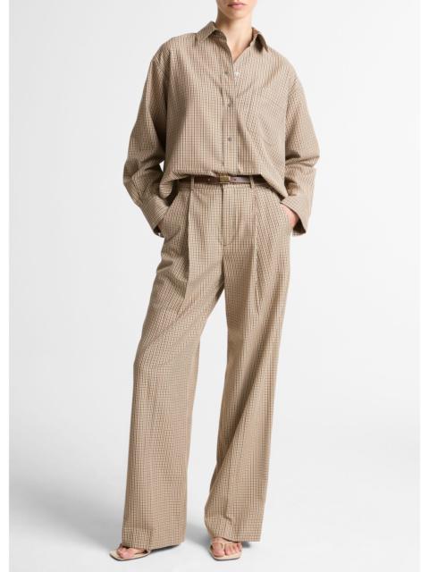Vince Camille Checked Cotton-Blend Wide-Leg Trouser