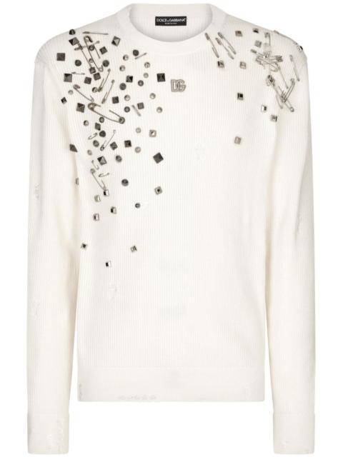 Dolce & Gabbana logo-plaque detail knit jumper