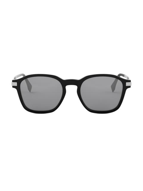 FENDI Men Fendi Essential 52MM Square Sunglasses - Shiny Black Smoke