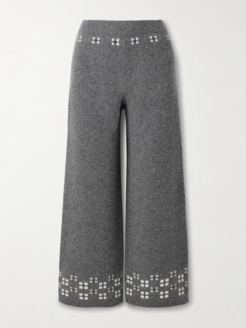 CALLE DEL MAR Winter Fair Isle Cashmere Wide-leg Pants