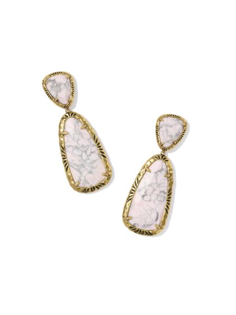 KENDRA SCOTT Jamie Etch Frame Vintage Gold Drop Earrings