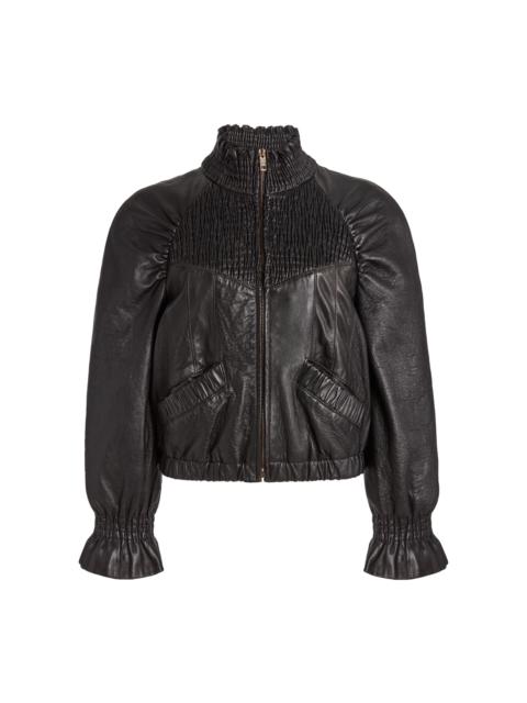 Chloé Shirred Leather Jacket black