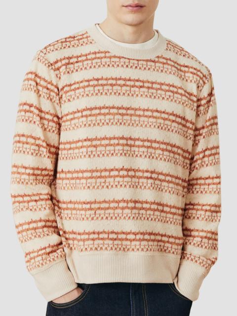 Corridor Men's Striped Pointelle-Knit Crewneck Sweater - Natural