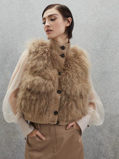 Brunello Cucinelli Fluffy cashmere shearling vest with monili