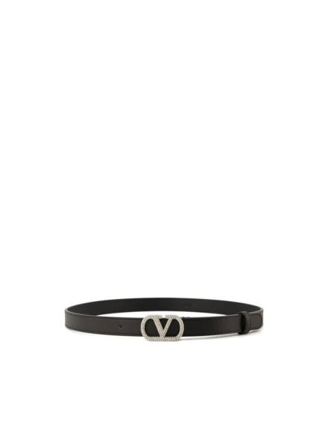 Valentino crystal-embellished leather belt