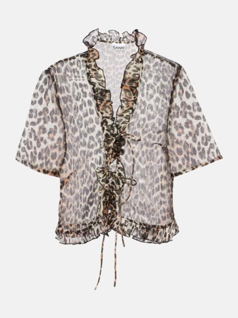 Leopard-print chiffon blouse