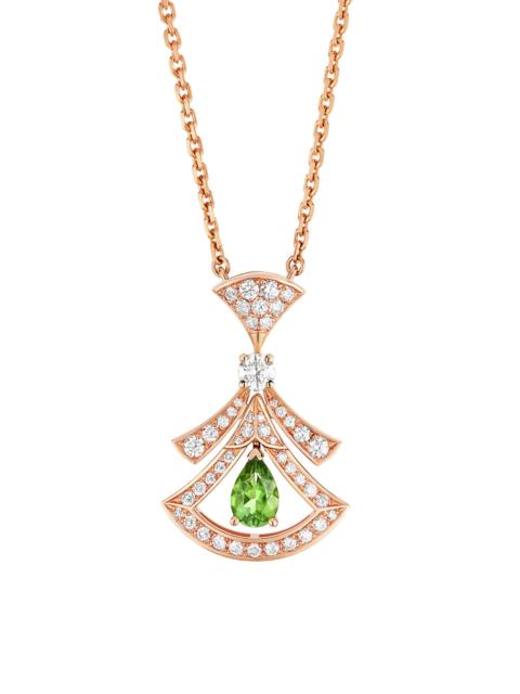 BVLGARI Women's Divissima 18K Rose Gold, 0.46 TCW Diamond & Green Tourmaline Pendant Necklace - Rose Gold