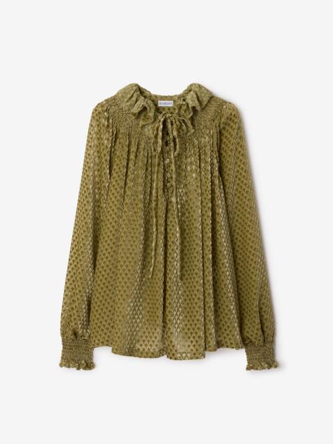 Burberry Torch Silk Blend Velvet Blouse