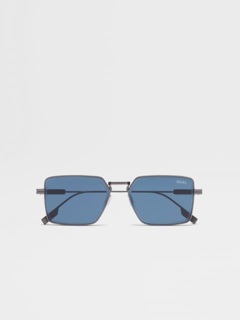 ZEGNA GUNMETAL METAL SUNGLASSES