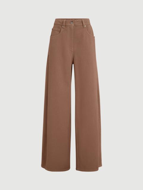 Brunello Cucinelli Dyed denim wide trousers with monili