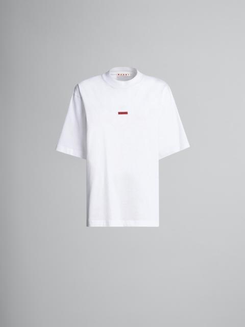 Marni WHITE COTTON JERSEY LOGO T-SHIRT