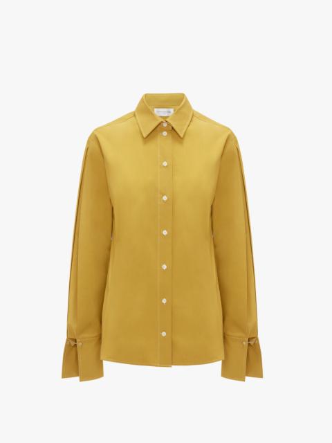 Victoria Beckham Pleat Detail Shirt In Yellow Ochre
