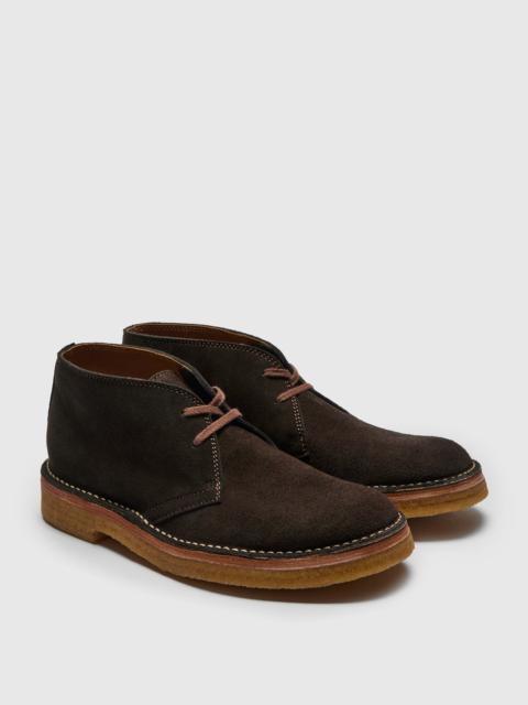 JOHN LOFGREN Military Desert Boots in Japanese Suede Dark Brown