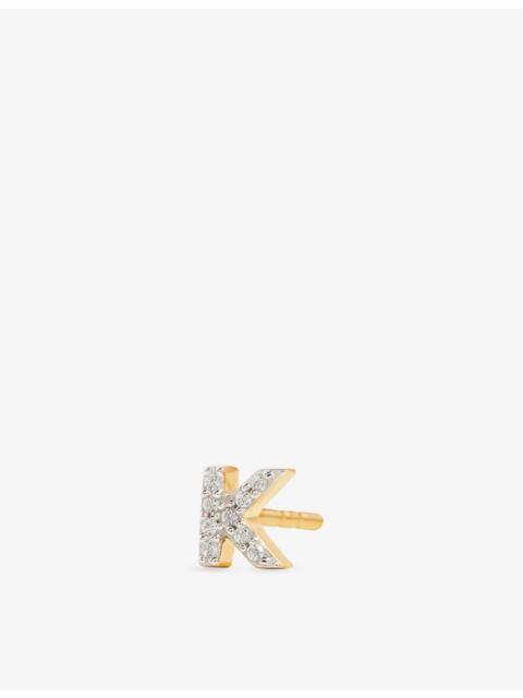 MISSOMA Initial K Pave Initial 18ct Gold Vermeil And Cubic Zirconia Single Stud Earring
