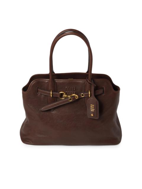 Miu Miu Women's Aventure Nappa Leather Shoulder Bag - Dark Brown