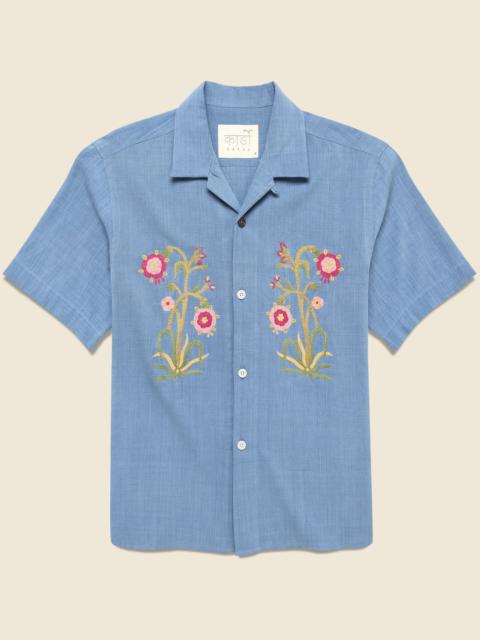 KARDO Embroidered Khadi Shirt - Blue