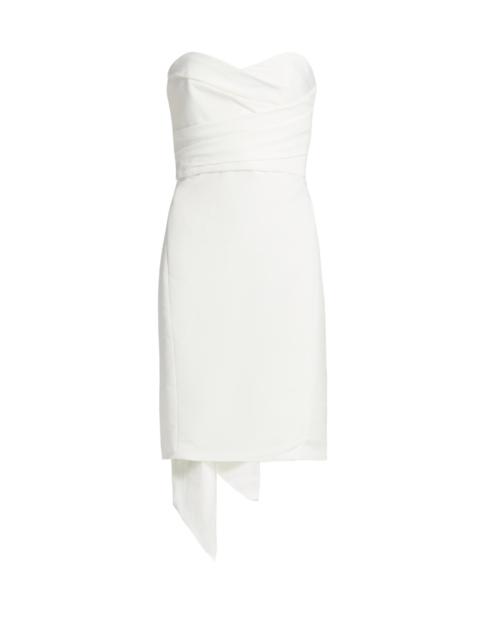 AMSALE Women's Strapless Silk Faille Bow Dress - Silk White