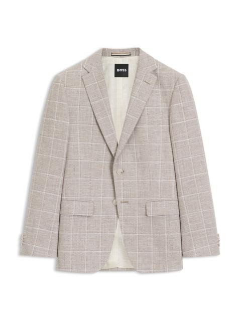BOSS CHECKED SLIM-FIT JACKET IN A COTTON BLEND