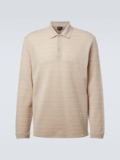 GIORGIO ARMANI Striped virgin wool jersey polo sweater