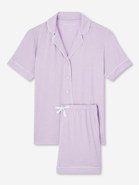 Derek Rose Women's Short Pyjamas Lara Micro Modal Stretch Lilac