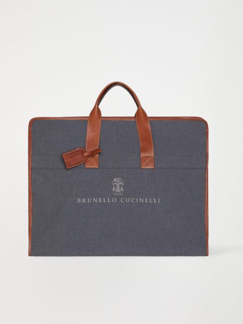 Brunello Cucinelli Water-resistant fabric and grained calfskin garment bag
